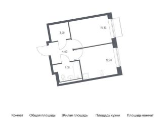 1-комнатная квартира на продажу, 32.7 м2, Москва
