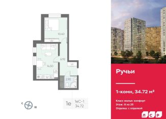 1-комнатная квартира на продажу, 34.7 м2, Санкт-Петербург, метро Академическая