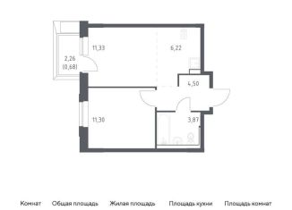 1-комнатная квартира на продажу, 37.9 м2, Московская область