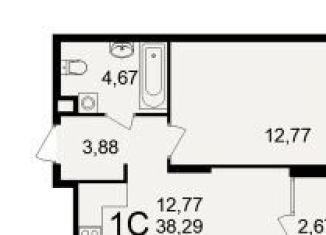 1-комнатная квартира на продажу, 39.6 м2, Рязань