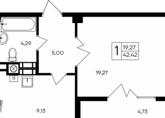 Продается 1-комнатная квартира, 42.4 м2, Крым