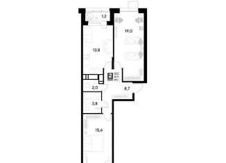 Продажа 2-ком. квартиры, 64.1 м2, Омская область