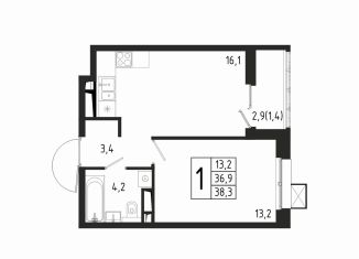 Продаю 1-комнатную квартиру, 38.3 м2, Химки