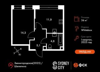 Продается 1-ком. квартира, 36 м2, Москва, жилой комплекс Сидней Сити, к2/1