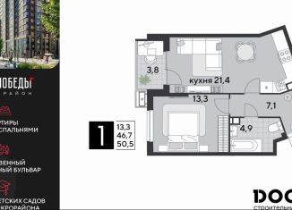 Продается 1-комнатная квартира, 50.5 м2, Краснодар, Прикубанский округ