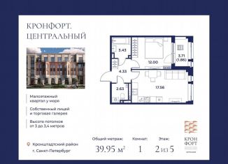 Продажа однокомнатной квартиры, 40 м2, Санкт-Петербург