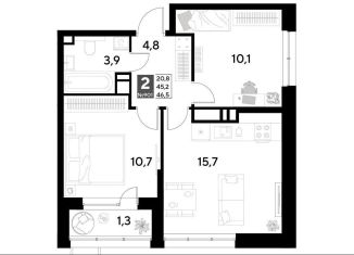 Продается 2-комнатная квартира, 46.5 м2, Омск, Ленинский округ