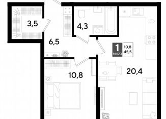 Продам 1-ком. квартиру, 45.5 м2, Краснодар, улица Красных Партизан, 34, Западный округ