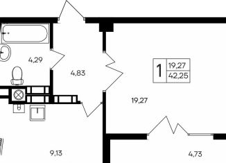 Продается 1-ком. квартира, 42.3 м2, Крым