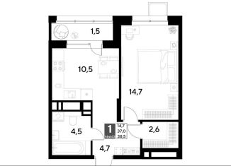 Продаю 1-комнатную квартиру, 38.5 м2, Омская область