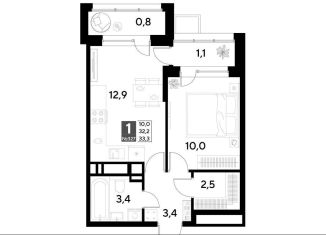 Продается однокомнатная квартира, 34.1 м2, Омск, Ленинский округ