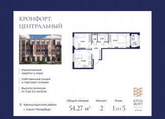 Продажа 2-комнатной квартиры, 54.3 м2, Санкт-Петербург