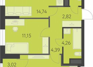 2-ком. квартира на продажу, 56.8 м2, Екатеринбург, улица Академика Парина, 27