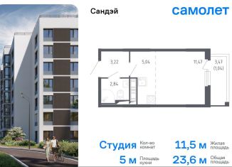 Продается квартира студия, 23.6 м2, Санкт-Петербург, метро Проспект Ветеранов, жилой комплекс Сандэй, 7.2