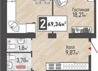 Продам 2-ком. квартиру, 69.3 м2, Рыбное