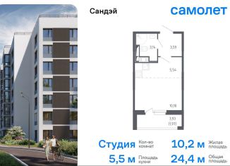 Продаю квартиру студию, 24.4 м2, Санкт-Петербург, метро Проспект Ветеранов, жилой комплекс Сандэй, 7.2