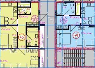 Продается 1-комнатная квартира, 42.3 м2, Грозный