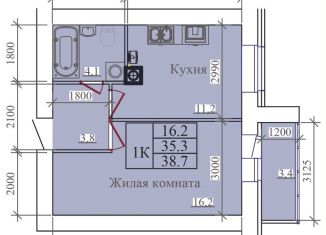 1-комнатная квартира на продажу, 38.7 м2, Иваново