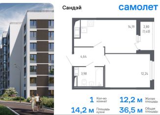 1-комнатная квартира на продажу, 36.5 м2, Санкт-Петербург, метро Проспект Ветеранов, жилой комплекс Сандэй, 7.2