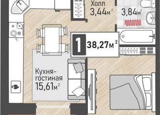 1-комнатная квартира на продажу, 38.3 м2, Рыбное
