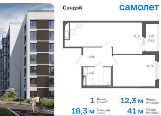 Продается однокомнатная квартира, 41 м2, Санкт-Петербург, метро Проспект Ветеранов, жилой комплекс Сандэй, 7.2