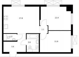 Продаю 2-ком. квартиру, 53.7 м2, Московская область