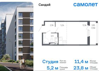 Квартира на продажу студия, 23.8 м2, Санкт-Петербург, метро Проспект Ветеранов, жилой комплекс Сандэй, 7.2