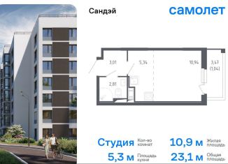 Продам квартиру студию, 23.1 м2, Санкт-Петербург, метро Проспект Ветеранов, жилой комплекс Сандэй, 7.2