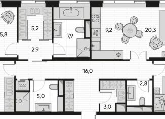 Продается 3-комнатная квартира, 116.2 м2, Москва, станция Савёловская