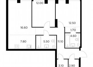 Продаю 2-ком. квартиру, 77.8 м2, Москва