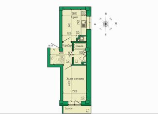 Продам 1-ком. квартиру, 31.9 м2, Ессентуки, ЖК Кленовая Роща
