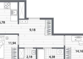 2-ком. квартира на продажу, 59.4 м2, Санкт-Петербург, метро Лесная