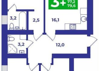 Продается 3-комнатная квартира, 79.6 м2, село Мариинский