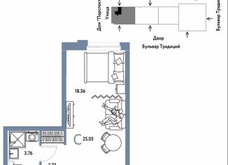 Продается квартира студия, 25.1 м2, Тюмень, улица Восстания