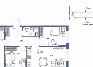 Продажа 4-ком. квартиры, 77.1 м2, Тюменская область, улица Восстания