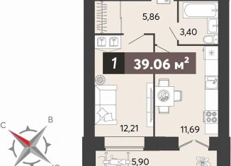 Продаю однокомнатную квартиру, 39.1 м2, Пенза