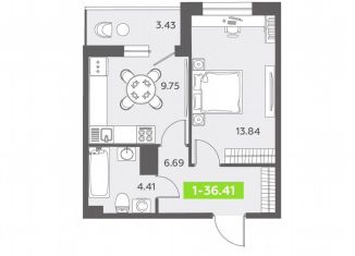 1-ком. квартира на продажу, 36.4 м2, Санкт-Петербург, бульвар Александра Грина, 4, муниципальный округ Гавань