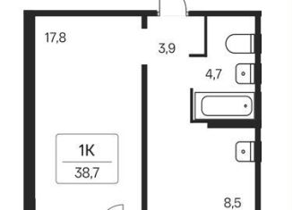 Продаю 1-ком. квартиру, 38.6 м2, Новосибирск