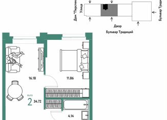 Продается 2-комнатная квартира, 34.7 м2, Тюмень, улица Восстания, Калининский округ