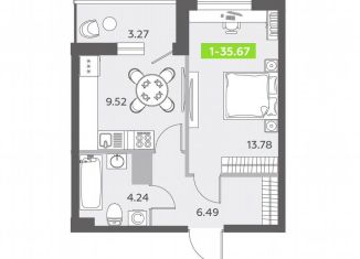 Продается 1-комнатная квартира, 35.7 м2, Санкт-Петербург, бульвар Александра Грина, 4, Василеостровский район