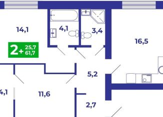 2-ком. квартира на продажу, 61.7 м2, село Мариинский
