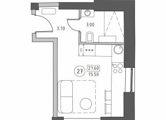 Продаю квартиру студию, 21.6 м2, Санкт-Петербург, улица Швецова, 4, метро Балтийская