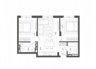 Продается 2-ком. квартира, 59.3 м2, Барнаул