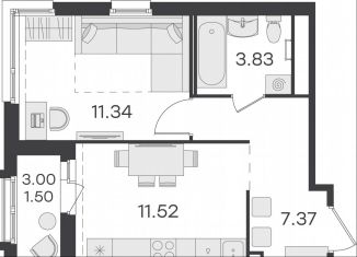 Продается однокомнатная квартира, 35.6 м2, посёлок Парголово