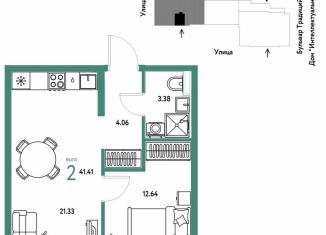 Продается 2-ком. квартира, 41.4 м2, Тюмень, Калининский округ, улица Восстания