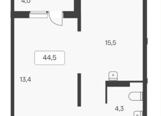 Продается 1-комнатная квартира, 44.5 м2, Новосибирская область, Кедровая улица, 80/3