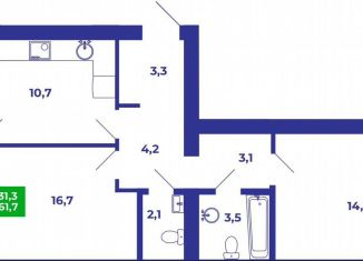 Продается двухкомнатная квартира, 61.7 м2, село Мариинский