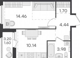 Продается однокомнатная квартира, 36.3 м2, посёлок Парголово