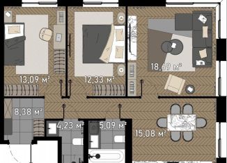 Продам 3-комнатную квартиру, 75.7 м2, Москва, жилой комплекс Зорге 9, 9Ак6, станция Хорошёво