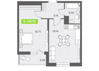 Продаю однокомнатную квартиру, 49.1 м2, Санкт-Петербург, ЖК Аквилон Залив, бульвар Александра Грина, 4